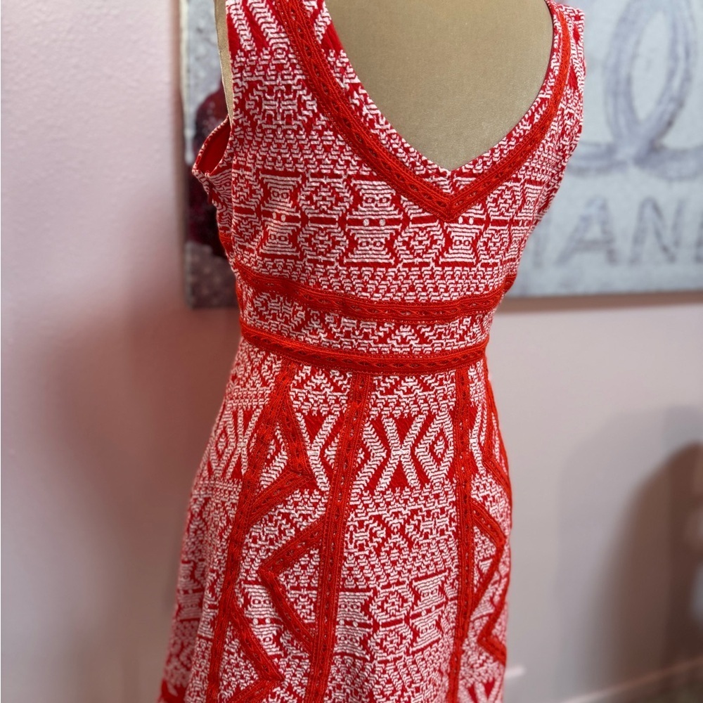 Maeve Emma Red and White Geometric Mini Dress - Picture 4 of 9